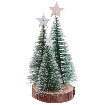 CENTRO MESA 3 PINOS BLANCO 9.5X22CM MADERA Y PLAST