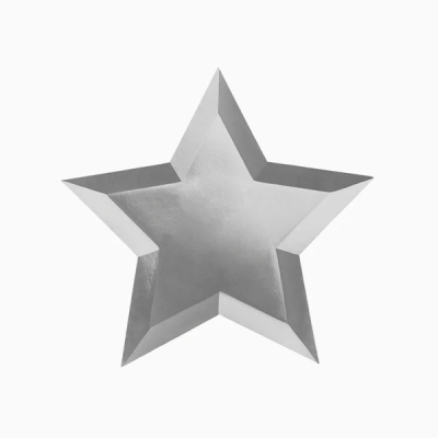 PLATO CARTÓN ESTRELLA METALIZADO PLATA 6 UND