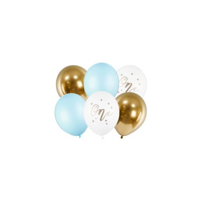 GLOBOS LATEX 1ER CUMPLE AZULES 6 UND
