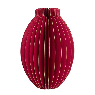 JARRON DE PAPEL BURDEO/ORO 18 CM