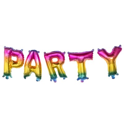 GLOBOS FRASE ¨PARTY¨ ARCOIRIS