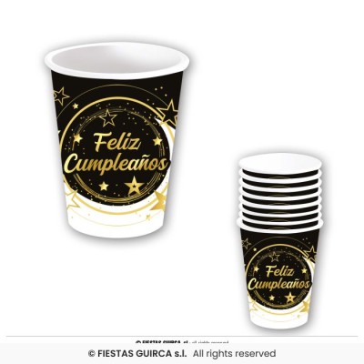 6 VASOS FELIZ CUMPLEAÑOS 240 ML