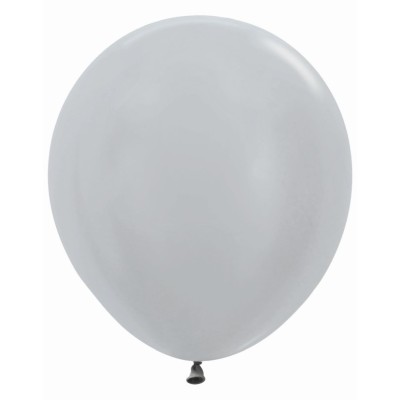 GLOBO LATEX R18 SATIN PLATA 45 CM