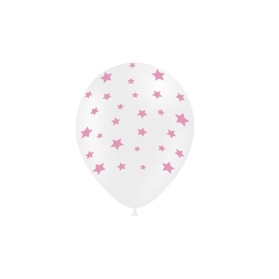 GLOBOS LATEX ESTRELLAS ROSAS 8 UND