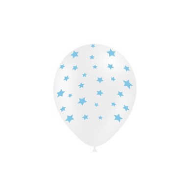GLOBOS LATEX ESTRELLAS AZULES 8 UND