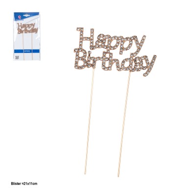 TOPPER METAL HAPPY BIRTHDAY ORO