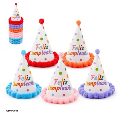 GORRO POMPON TOPOS FELIZ CUMPLE