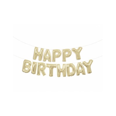 GLOBO FRASE HAPPY BIRTHDAY FOIL ORO