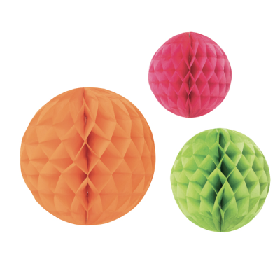 3 BOLAS DE PAPEL PANAL MULTICOLOR 30/25/20