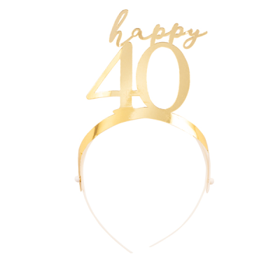 PACK 4 DIADEMA CUMPLE 40 ORO