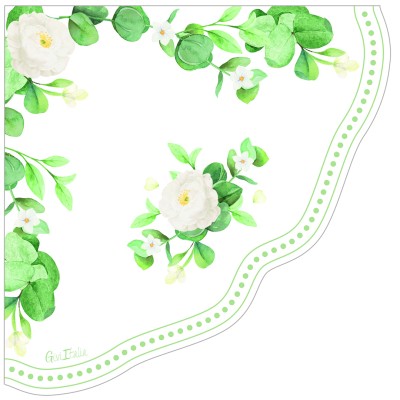 SERVILLETAS VERDE ROMANTIC 33 CM 16 UND
