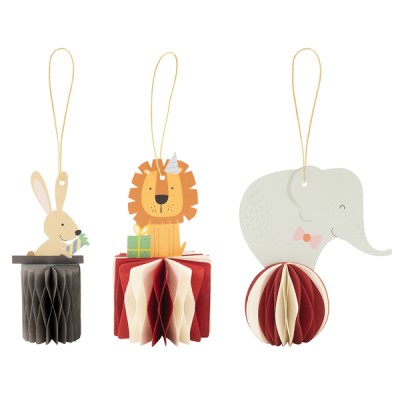3 DECO. DE PAPEL CIRCO 11 CM SURTIDAS