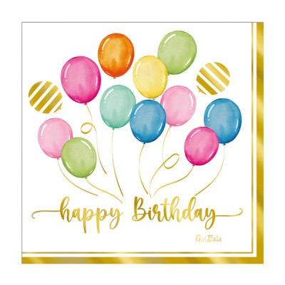 SERVILLETAS HAPPY-BDAY GLOBOS 16 UND