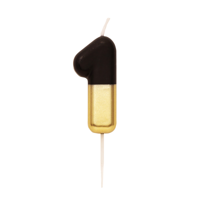 VELA METAL NEGRO/ORO 10 CM N.1