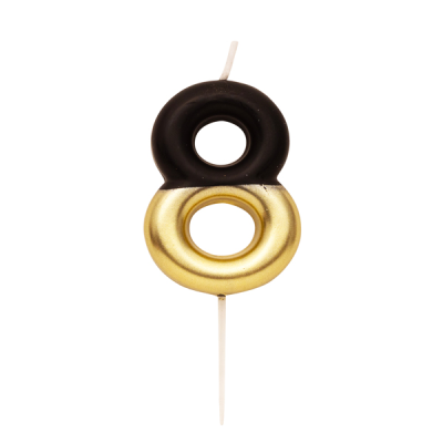 VELA METAL NEGRO/ORO 10 CM N.8