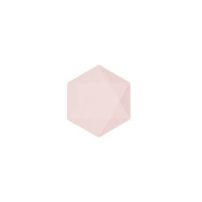 6 PLATOS 21X18CM HEXAGONAL ROSA VERT DECOR