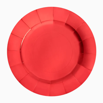 BAJOPLATO LLANO REDONDO METAL. 33 CM ROJO 2 UND