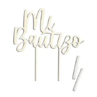 CAKE TOPPER MADERA MI BAUTIZO
