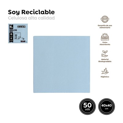 SERVILLETA CELESTE 40 CM 50 UND