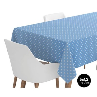 MANTEL ROLLO BIOD. TOPOS AZUL 1,2X5M PAPEL RECICLAD