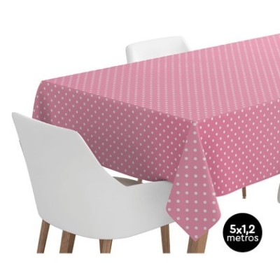 MANTEL ROLLO BIOD. TOPOS ROSA 1,2X5M PAPEL RECICLAD