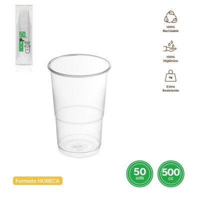VASO IRROMPIBLE TRANSP. 500 CC 50 UND