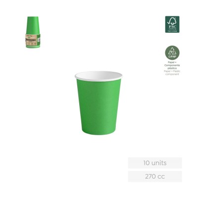 VASO CARTÓN VERDE 10 UND