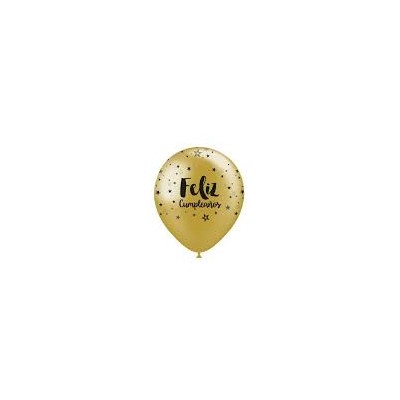 GLOBOS LATEX ORO FELIZ CUMPLE 8 UND