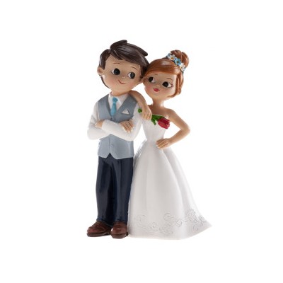 PAREJA BODA CON FLOR 16CM