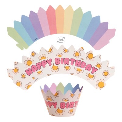 KIT DECORACIÓN CUPCAKE CON TOPPER FELIZ CUMPLEAÑOS