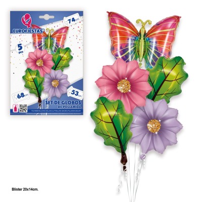 BOUQUETS GLOBOS SET MARIPOSAS 5 PZAS