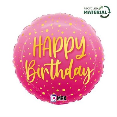 GLOBO FOIL FELIZ CUMPLE TOPOS 18'