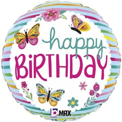 GLOBO FOIL HAPPY BIRTHDAY MARIPOSAS 18'