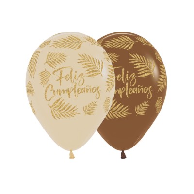 GLOBOS FELIZ CUMPLE HOJAS PALMAS 12 UND