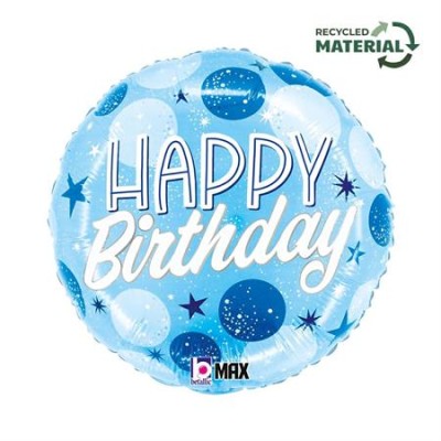 GLOBO HAPPY BDAY AZUL PUNTOS 18'