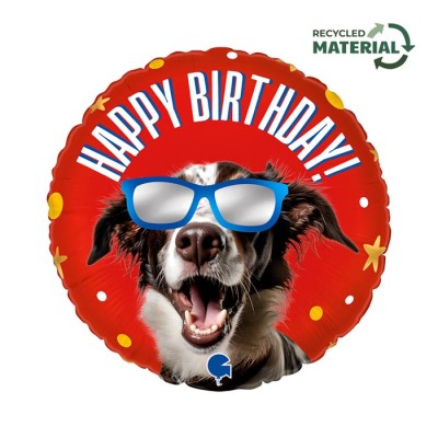 GLOBO HAPPY BDAY PERRO CON GAFAS 18'