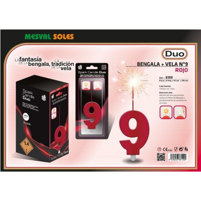 BENGALA VELA DUO ROJO N.9
