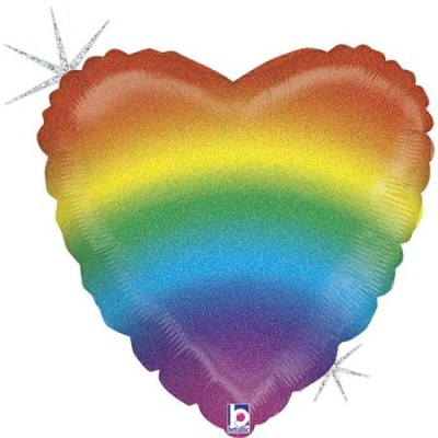 GLOBO CORAZON ARCOIRIS 18'