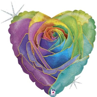 GLOBO CORAZON ROSA ARCOIRIS 18'