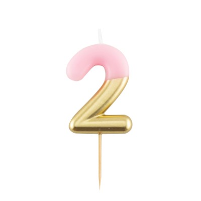 VELA ROSA Y ORO 10,5 CM N.2