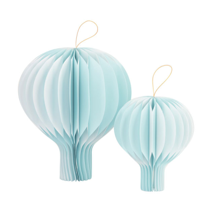 2 GLOBOS DE PAPEL CELESTE 20/30 CM