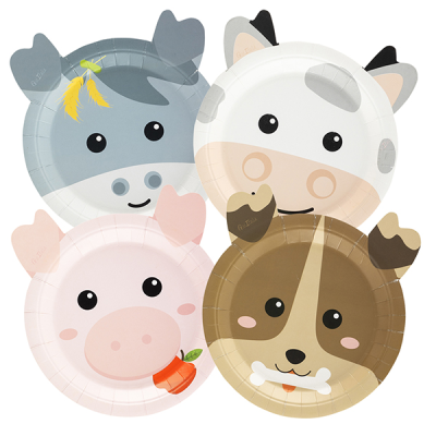 PLATOS ANIMALES GRANJA 18 CM 8 UND