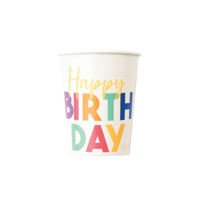 VASOS HAPPY BIRTHDAY MULTICOLOR 8 UND