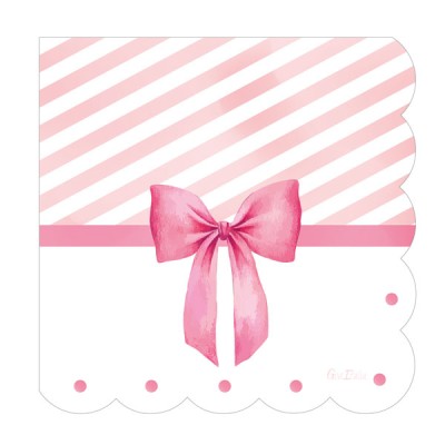 SERVILLETAS LINEA ROSA CON LAZO 16 UND