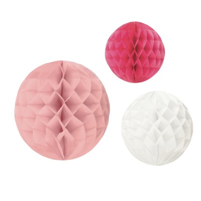 PACK 3 DECO NIDO DE ABEJA TONOS ROSAS