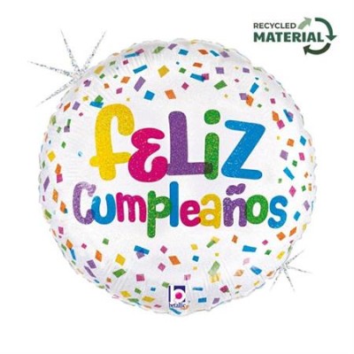 GLOBO FOIL FELIZ CUMPLE CONFETTI MULTI 18'