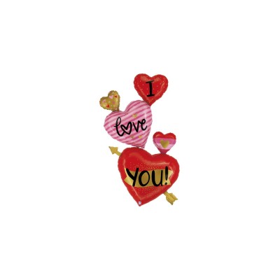 GLOBO TRIPLE CORAZONES I LOVE YOU 64'