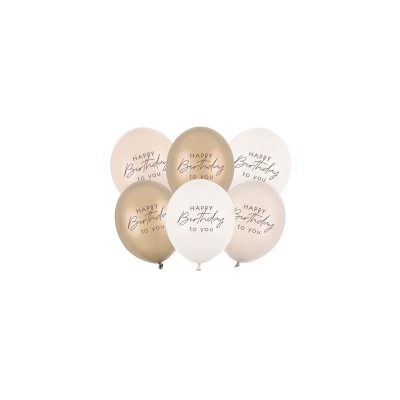 GLOBOS LATEX HBDAY TONOS CREMA 6 UND