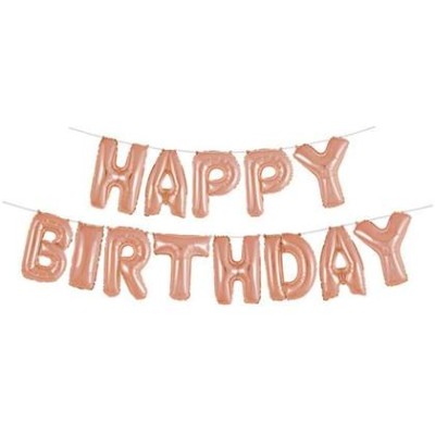 GLOBOS FRASE HAPPY BDAY ROSA ORO - UNIQUE