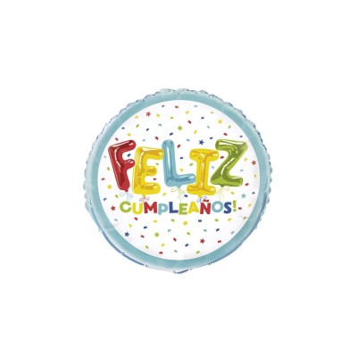 GLOBO FOIL ¨FELIZ CUMPLE¨ FONDO BLANCO